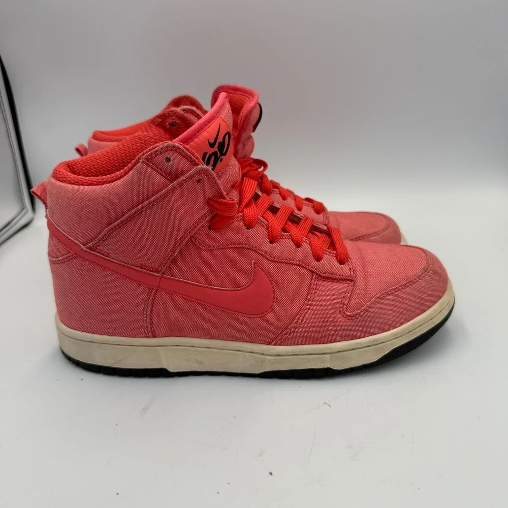 Nike 6.0 Dunk High Pink Red Canvas Sneakers Womens 9 High Top Shoes Skater